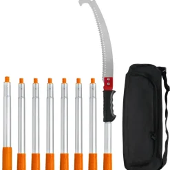 VEVOR Manual Pole Saw, 3.87-27 ft Extendable Pole Tree Pruner with Scissors, Sharp 65Mn Steel Blade, Lightweight Fiberglass Handle Pole, for High Branch Trimming, Pruning Tool for Palms and Shrubs