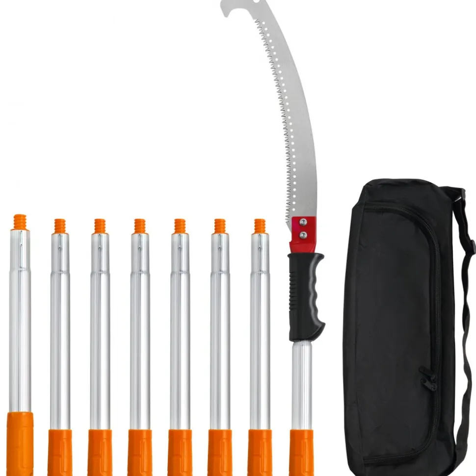 VEVOR Manual Pole Saw, 3.87-27 ft Extendable Pole Tree Pruner with Scissors, Sharp 65Mn Steel Blade, Lightweight Fiberglass Handle Pole, for High Branch Trimming, Pruning Tool for Palms and Shrubs