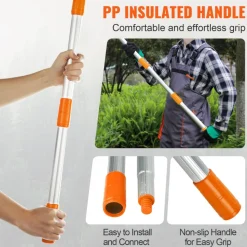 VEVOR Manual Pole Saw, 3.87-27 ft Extendable Pole Tree Pruner with Scissors, Sharp 65Mn Steel Blade, Lightweight Fiberglass Handle Pole, for High Branch Trimming, Pruning Tool for Palms and Shrubs