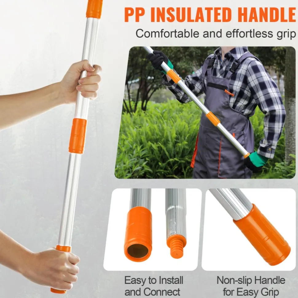 VEVOR Manual Pole Saw, 3.87-27 ft Extendable Pole Tree Pruner with Scissors, Sharp 65Mn Steel Blade, Lightweight Fiberglass Handle Pole, for High Branch Trimming, Pruning Tool for Palms and Shrubs