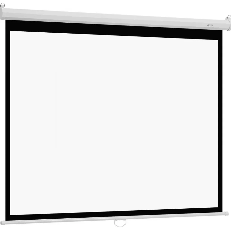 VEVOR Manual Projector Screen, 72 inch 4:3 4K 1080 HD Retractable Pull Down Projector Screen, Wall Mounted Movie Projection with Pull Rope, Portable Display Projectoin for Family Home Office Theater