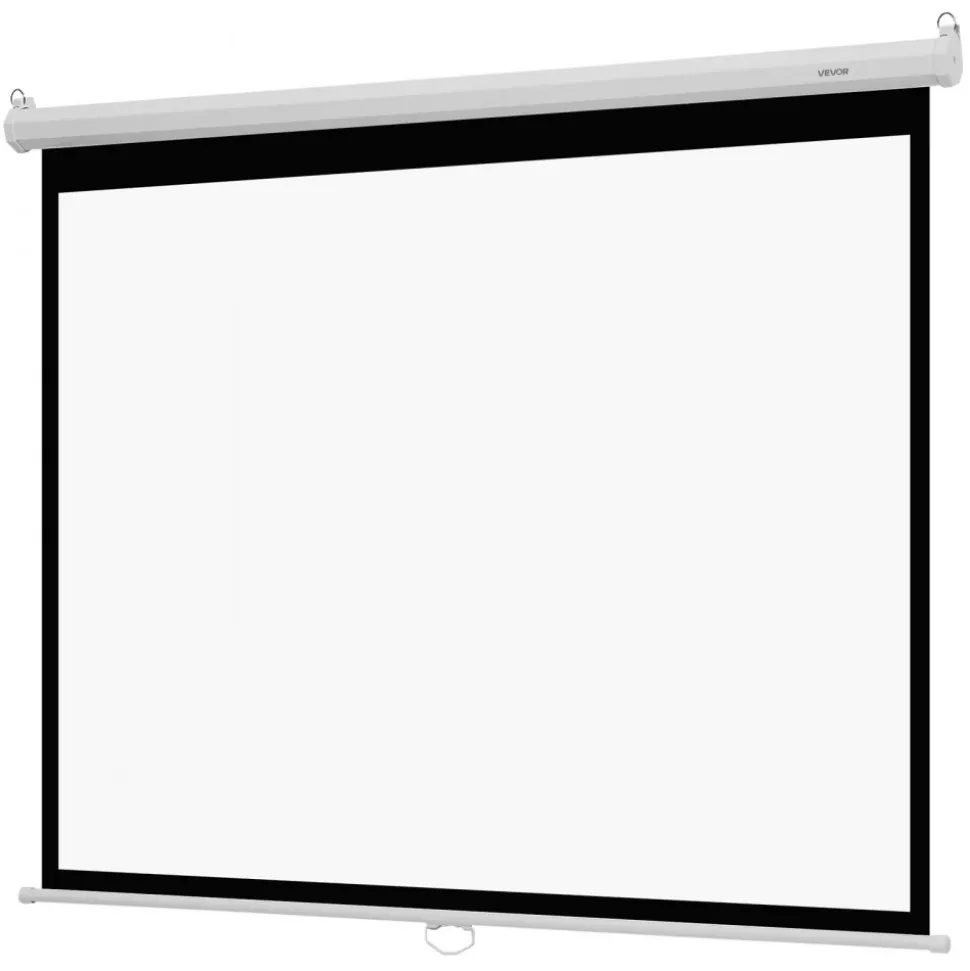 VEVOR Manual Projector Screen, 72 inch 4:3 4K 1080 HD Retractable Pull Down Projector Screen, Wall Mounted Movie Projection with Pull Rope, Portable Display Projectoin for Family Home Office Theater