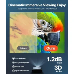 VEVOR Manual Projector Screen, 72 inch 4:3 4K 1080 HD Retractable Pull Down Projector Screen, Wall Mounted Movie Projection with Pull Rope, Portable Display Projectoin for Family Home Office Theater