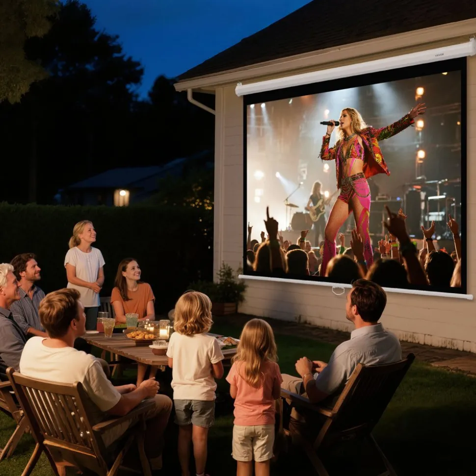 VEVOR Manual Projector Screen, 72 inch 4:3 4K 1080 HD Retractable Pull Down Projector Screen, Wall Mounted Movie Projection with Pull Rope, Portable Display Projectoin for Family Home Office Theater