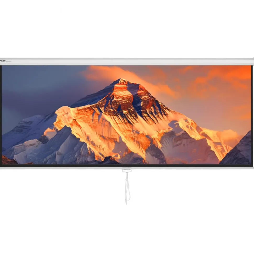 VEVOR Manual Projector Screen, 100 inch 16:9 4K 1080 HD Retractable Pull Down Projector Screen, Auto-Locking Portable Movie Screen for Family Home Office Theater