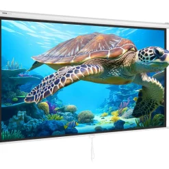 VEVOR Manual Projector Screen, 100 inch 16:9 4K 1080 HD Retractable Pull Down Projector Screen, Auto-Locking Portable Movie Screen for Family Home Office Theater