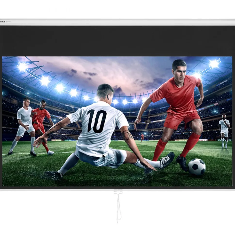 VEVOR Manual Projector Screen, 100 inch 16:9 4K 1080 HD Retractable Pull Down Projector Screen, Auto-Locking Portable Movie Screen for Family Home Office Theater