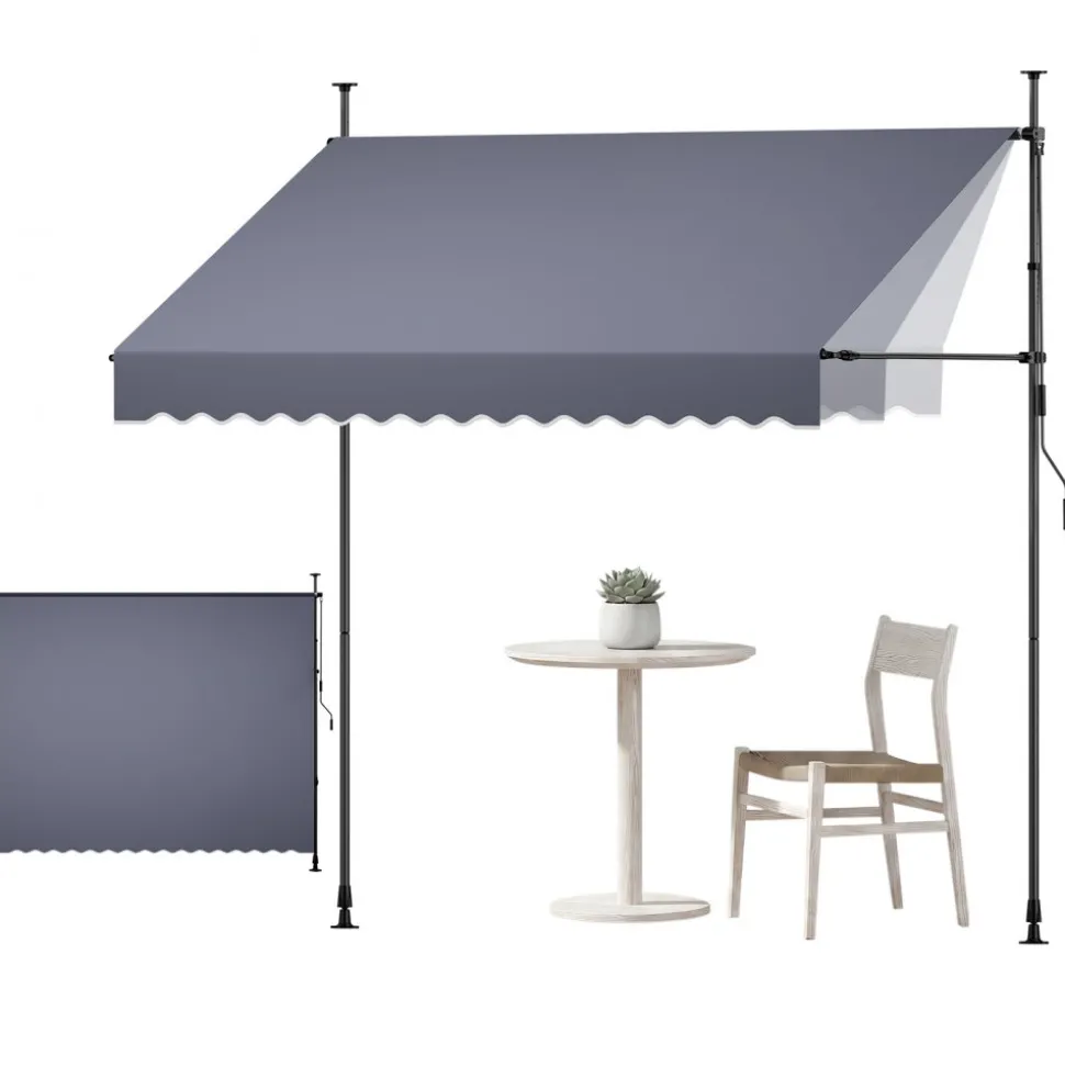 VEVOR Manual Retractable Awning, 10 x 8 ft Outdoor Patio Awning Retractable Sun Shade, Water-Resistant Polyester Patio Door Window Awning Sunshade Shelter with Crank Handle for Backyard, Balcony