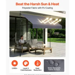 VEVOR Manual Retractable Awning, 10 x 8 ft Outdoor Patio Awning Retractable Sun Shade, Water-Resistant Polyester Patio Door Window Awning Sunshade Shelter with Crank Handle for Backyard, Balcony