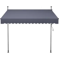 VEVOR Manual Retractable Awning, 10 x 8 ft Outdoor Patio Awning Retractable Sun Shade, Water-Resistant Polyester Patio Door Window Awning Sunshade Shelter with Crank Handle for Backyard, Balcony