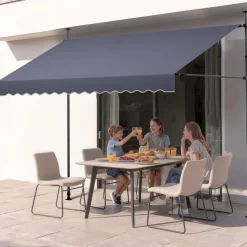 VEVOR Manual Retractable Awning, 10 x 8 ft Outdoor Patio Awning Retractable Sun Shade, Water-Resistant Polyester Patio Door Window Awning Sunshade Shelter with Crank Handle for Backyard, Balcony