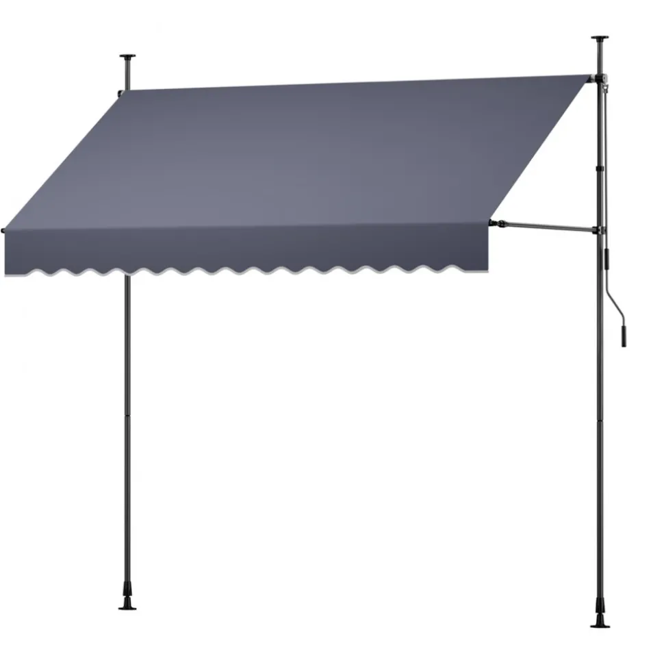 VEVOR Manual Retractable Awning, 10 x 8 ft Outdoor Patio Awning Retractable Sun Shade, Water-Resistant Polyester Patio Door Window Awning Sunshade Shelter with Crank Handle for Backyard, Balcony