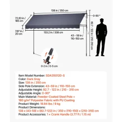 VEVOR Manual Retractable Awning, 138