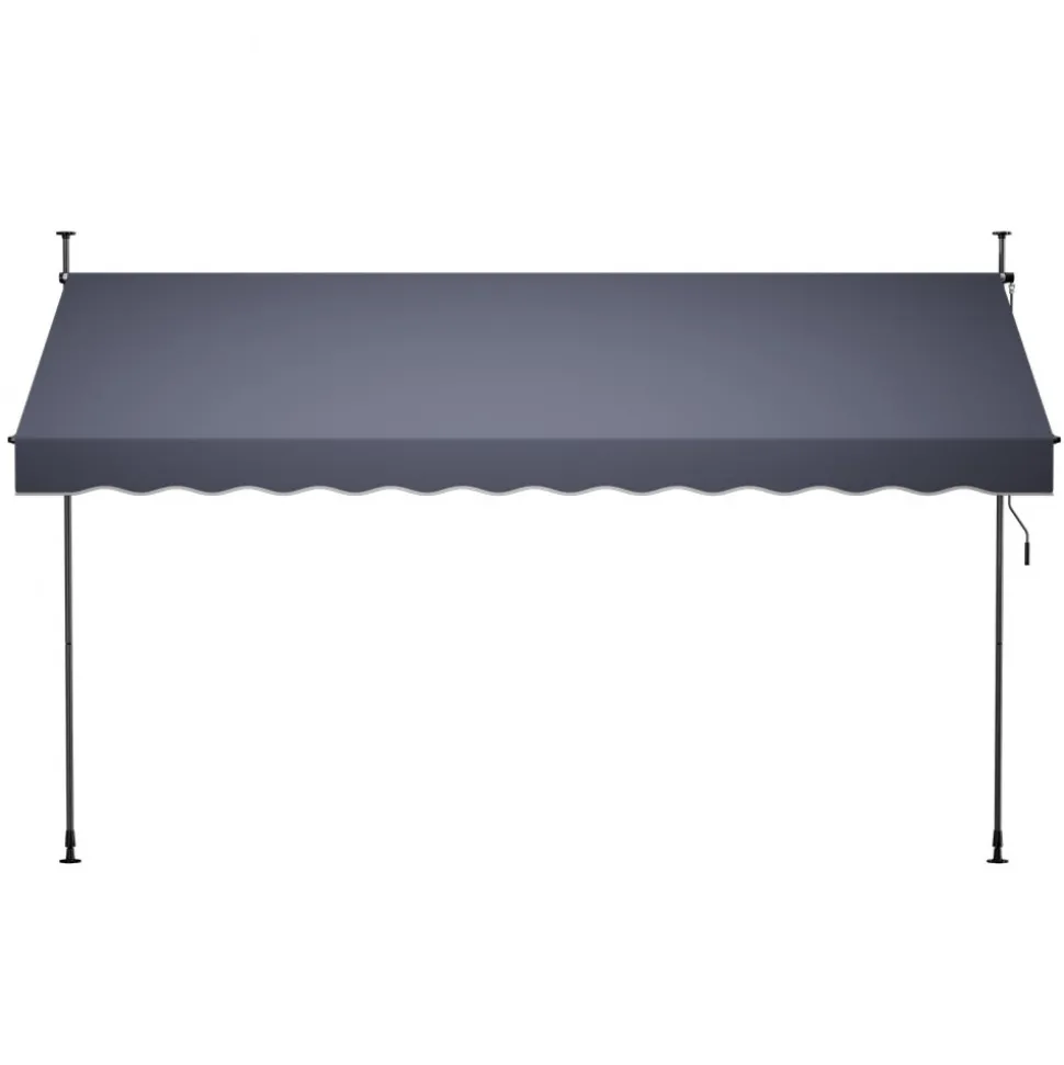 VEVOR Manual Retractable Awning, 157" Outdoor Retractable Patio Awning Sunshade Shelter, Height Adjustable Patio Door Window Canopy with Manual Crank Handle for Backyard, Garden, Balcony, Dark Gray