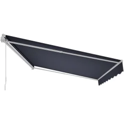 VEVOR Manual Retractable Awning, 13.1' x 9.8' Outdoor Patio Awning Retractable Sun Shade, Patio Door Window Water-Resistant Polyester Sunshade Shelter with Crank Handle for Deck, Balcony, Yard, Gray