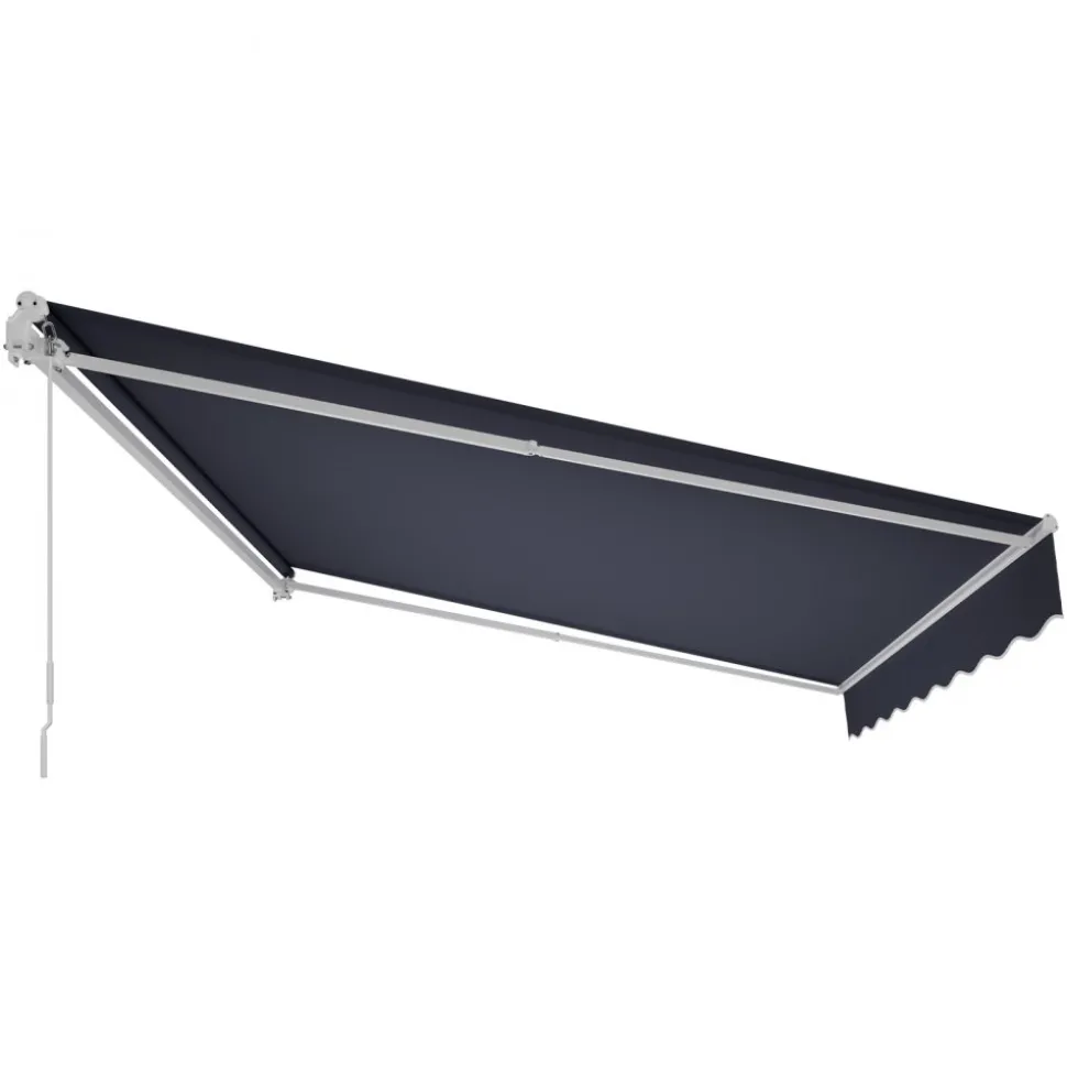 VEVOR Manual Retractable Awning, 13.1' x 9.8' Outdoor Patio Awning Retractable Sun Shade, Patio Door Window Water-Resistant Polyester Sunshade Shelter with Crank Handle for Deck, Balcony, Yard, Gray