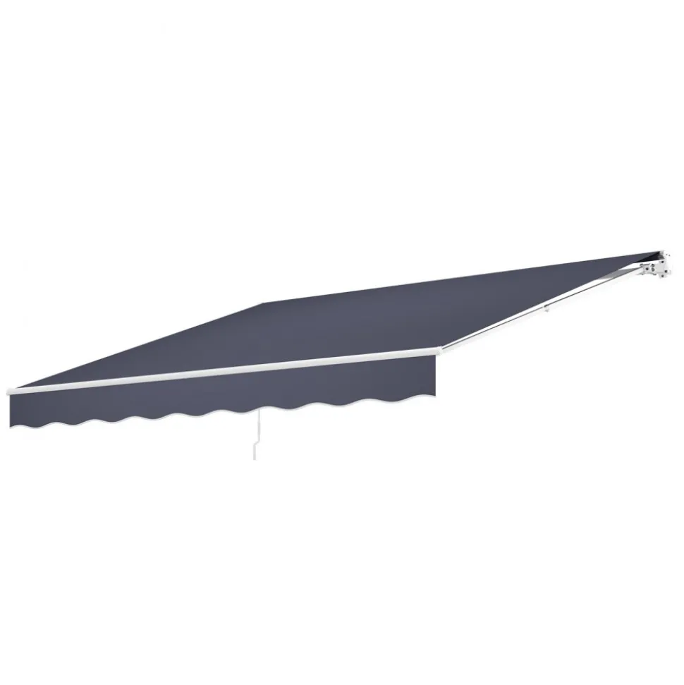 VEVOR Manual Retractable Awning, 13.1' x 9.8' Outdoor Patio Awning Retractable Sun Shade, Patio Door Window Water-Resistant Polyester Sunshade Shelter with Crank Handle for Deck, Balcony, Yard, Gray