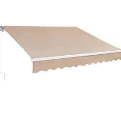 VEVOR Manual Retractable Awning, 12 x 10 ft Outdoor Patio Awning Retractable Sun Shade, Water-Resistant Polyester Patio Door Window Awning Sunshade Shelter with Crank Handle for Backyard, Balcony