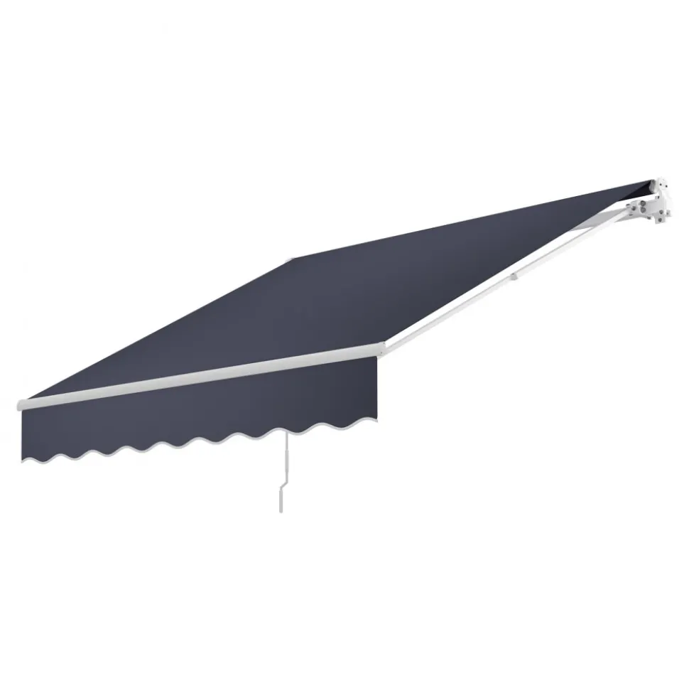 VEVOR Manual Retractable Awning, 8.2' x 6.6' Outdoor Patio Awning Retractable Sun Shade, Patio Door Window Water-Resistant Polyester Sunshade Shelter with Crank Handle for Deck, Balcony, Yard, Gray