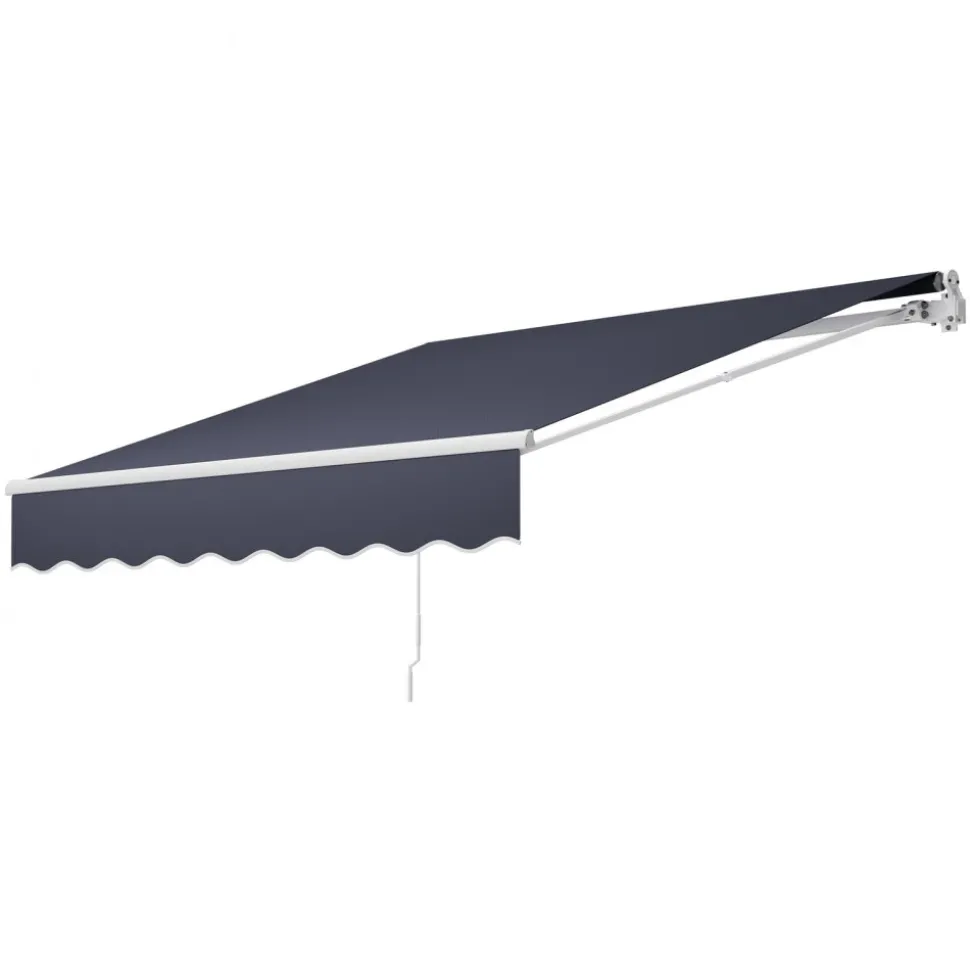 VEVOR Manual Retractable Awning, 8.2' x 6.6' Outdoor Patio Awning Retractable Sun Shade, Patio Door Window Water-Resistant Polyester Sunshade Shelter with Crank Handle for Deck, Balcony, Yard, Gray