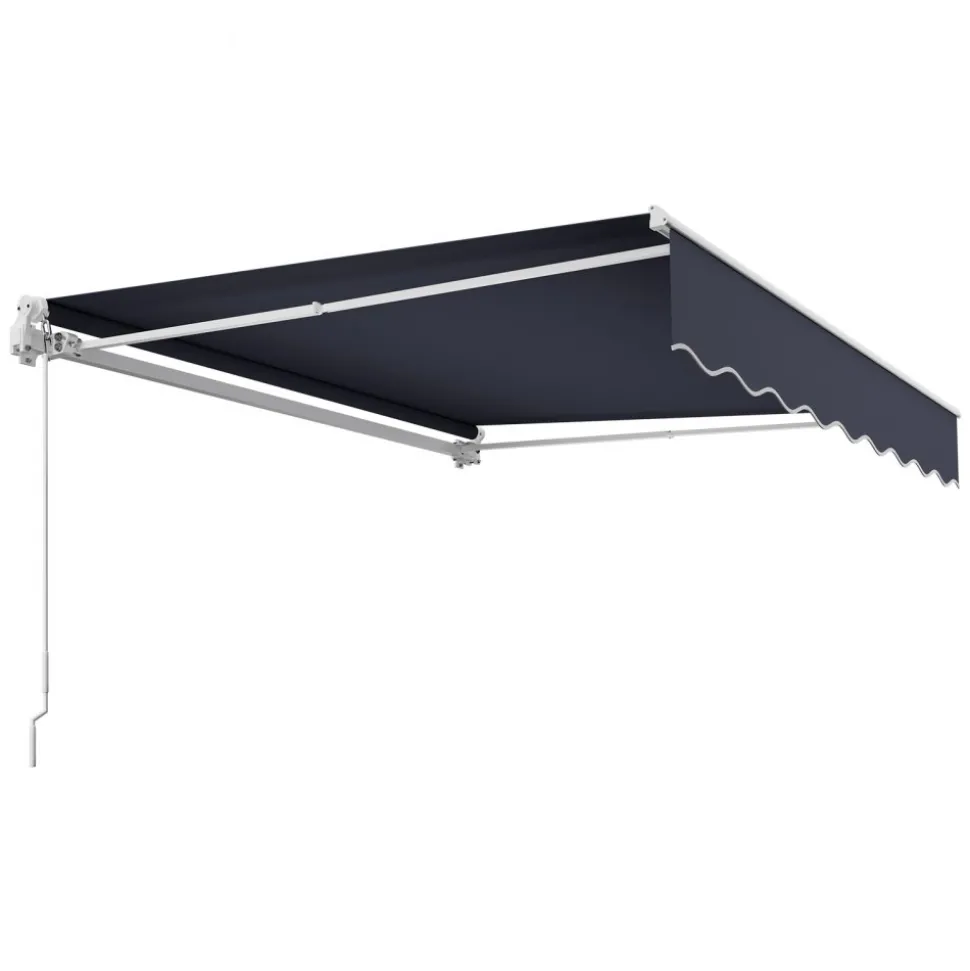 VEVOR Manual Retractable Awning, 8.2' x 6.6' Outdoor Patio Awning Retractable Sun Shade, Patio Door Window Water-Resistant Polyester Sunshade Shelter with Crank Handle for Deck, Balcony, Yard, Gray