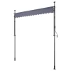 VEVOR Manual Retractable Awning, 59" Outdoor Retractable Patio Awning Sunshade Shelter, Height Adjustable Patio Door Window Canopy with Manual Crank Handle for Backyard, Garden, Balcony, Dark Gray
