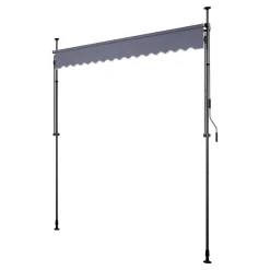 VEVOR Manual Retractable Awning, 59" Outdoor Retractable Patio Awning Sunshade Shelter, Height Adjustable Patio Door Window Canopy with Manual Crank Handle for Backyard, Garden, Balcony, Dark Gray