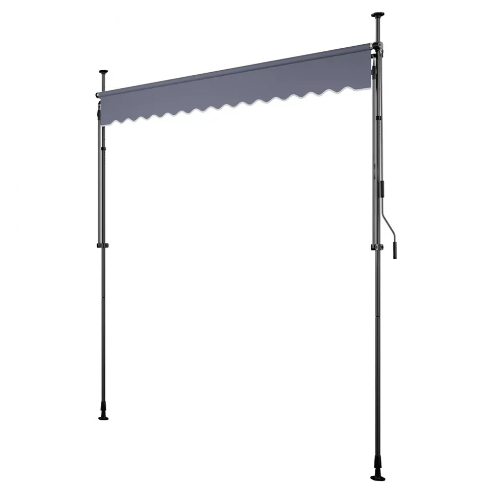 VEVOR Manual Retractable Awning, 98" Outdoor Retractable Patio Awning Sunshade Shelter, Height Adjustable Patio Door Window Canopy with Manual Crank Handle for Backyard, Garden, Balcony, Dark Gray