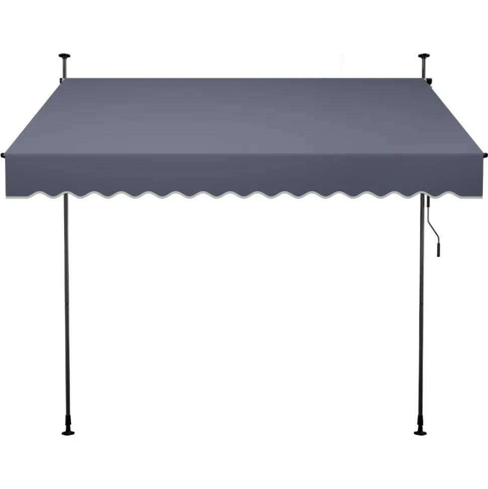 VEVOR Manual Retractable Awning, 98" Outdoor Retractable Patio Awning Sunshade Shelter, Height Adjustable Patio Door Window Canopy with Manual Crank Handle for Backyard, Garden, Balcony, Dark Gray
