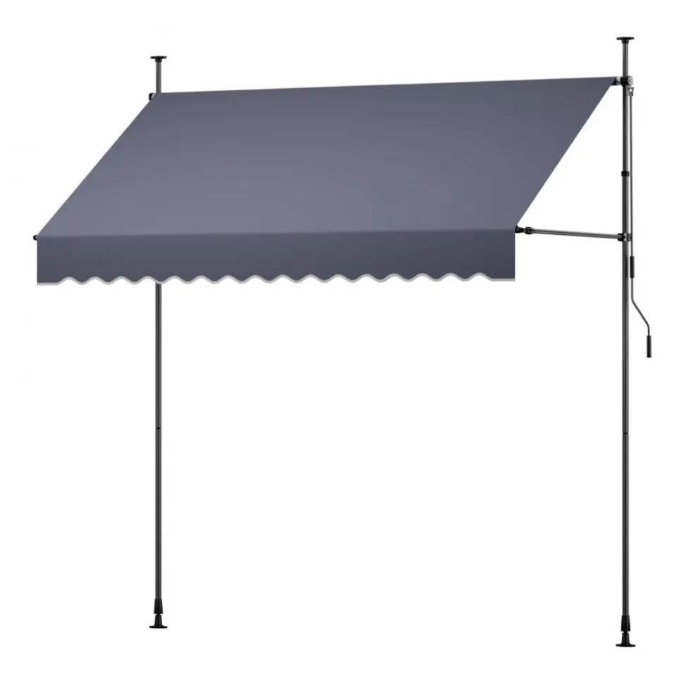 VEVOR Manual Retractable Awning, 98" Outdoor Retractable Patio Awning Sunshade Shelter, Height Adjustable Patio Door Window Canopy with Manual Crank Handle for Backyard, Garden, Balcony, Dark Gray