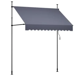 VEVOR Manual Retractable Awning, 78" Outdoor Retractable Patio Awning Sunshade Shelter, Height Adjustable Patio Door Window Canopy with Manual Crank Handle for Backyard, Garden, Balcony, Dark Gray