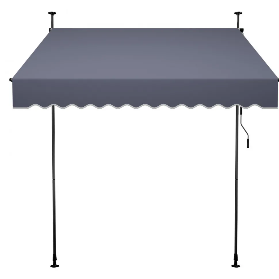 VEVOR Manual Retractable Awning, 78" Outdoor Retractable Patio Awning Sunshade Shelter, Height Adjustable Patio Door Window Canopy with Manual Crank Handle for Backyard, Garden, Balcony, Dark Gray