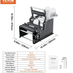 VEVOR Manual Round Labeling Machine, 15-20pcs/min, Bottle Label Applicator for Round Bottles, Adjustable Manual Round Bottle Labeler Suitable for Bottle Diameter 0.78-4.72 inches (with Pressing Bar)