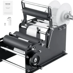 VEVOR Manual Round Labeling Machine, 15-20pcs/min, Bottle Label Applicator for Round Bottles, Adjustable Manual Round Bottle Labeler Suitable for Bottle Diameter 0.78-4.72 inches (with Pressing Bar)