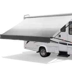 VEVOR Manual RV Awning Complete Kit, 18.12FT Retractable RV Awning with Aluminum Alloy Frame & Waterproof PVC Fabric, Outdoor Camping Trailer Awnings Fit Most RVs (18FT Type, Gradient Black)