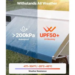 VEVOR Manual RV Awning Complete Kit & Sunshade Screen, 18.12FT Retractable RV Awning with Aluminum Alloy Frame & Waterproof Fabric, Outdoor Camping Trailer Awnings Fit Most RVs (18FT Type)