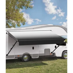 VEVOR Manual RV Awning Complete Kit, 16' Retractable Awning with Aluminum Alloy Frame, Outdoor Trailer Awning, Fit for Most RVs(Black Fade)