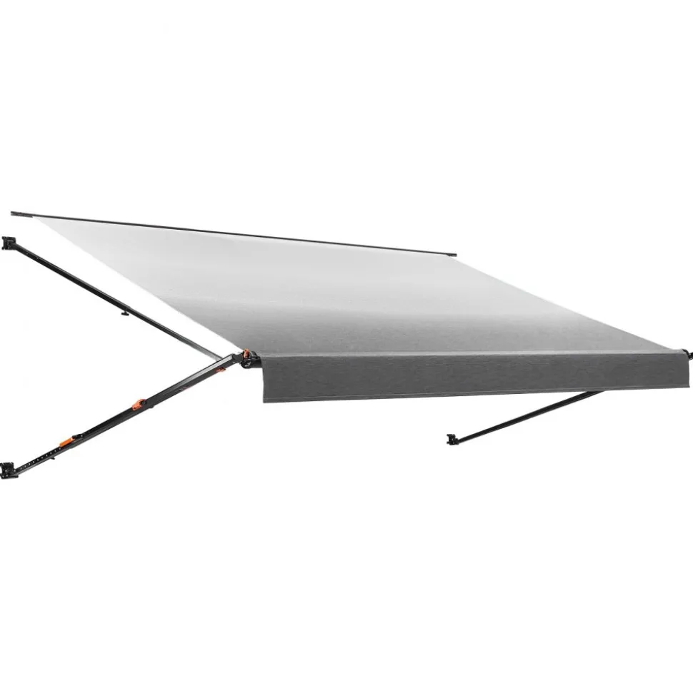 VEVOR Manual RV Awning Complete Kit, 14.12FT Retractable RV Awning with Aluminum Alloy Frame & Waterproof PVC Fabric, Outdoor Camping Trailer Awnings Fit Most RVs (14FT Type, Gradient Black)