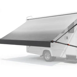 VEVOR Manual RV Awning Complete Kit, 14.12FT Retractable RV Awning with Aluminum Alloy Frame & Waterproof PVC Fabric, Outdoor Camping Trailer Awnings Fit Most RVs (14FT Type, Gradient Black)