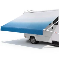 VEVOR Manual RV Awning Complete Kit, 15.12FT Retractable RV Awning with Aluminum Alloy Frame & Waterproof PVC Fabric, Outdoor Camping Trailer Awnings Fit Most RVs (15FT Type, Gradient Blue)