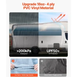 VEVOR Manual RV Awning Complete Kit, 20' Retractable Awning with Aluminum Alloy Frame, Outdoor Trailer Awning, Fit for Most RVs(Black Fade)