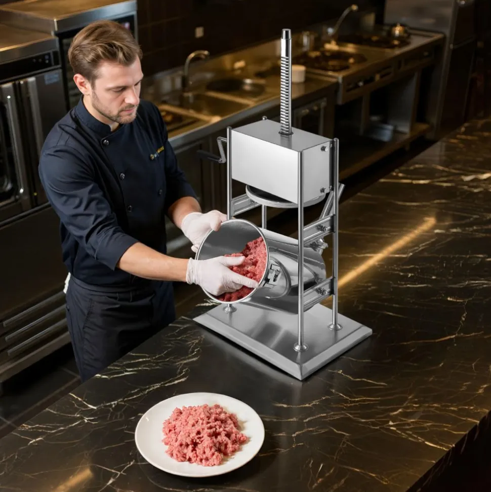 VEVOR Manual Sausage Stuffer, 22 LBS / 10 L Vertical Meat Stuffer, Dual-Speed Sausage Casing Meat Filling Machine, Stainless Steel Heavy Duty Filler with 5 Stuffing Tubes, for Commercial & Home Use