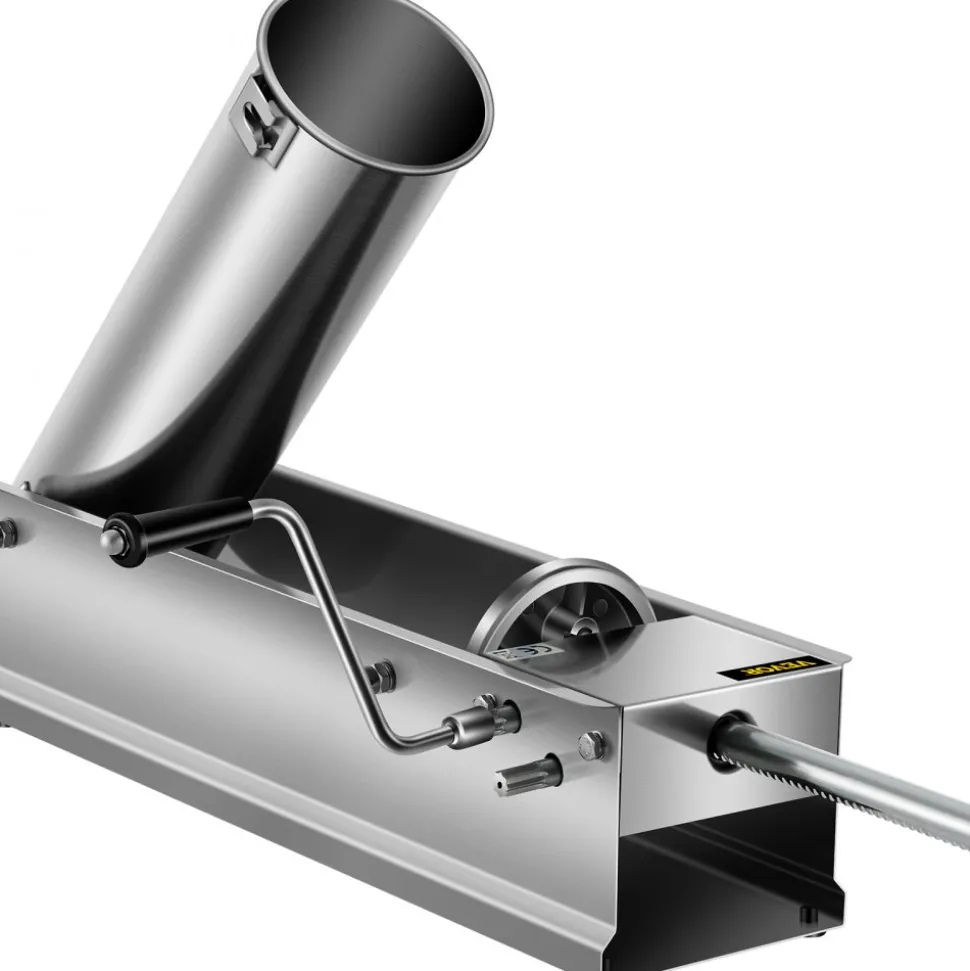 VEVOR Manual Sausage Stuffer, 7 L / 15 LBS Horizontal Sausage Machine, Dual-Speed Meat Stuffer, Made of Food-Grade 304 Stainless Steel, Includes 5 Stuffing Tubes, for Home Kitchen Restaurant Commercia