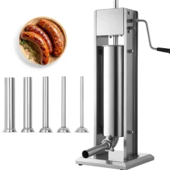VEVOR Manual Sausage Stuffer 7L/15LBS Vertical Sausage Machine Dual-Speed, Food-Grade 304 Stainless Steel Meat Stuffer, Includes 5 Stuffing Tubes, for Home Kitchen Restaurant Commercial