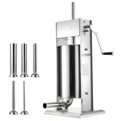 VEVOR Manual Sausage Stuffer, 33 LBS / 15 L Vertical Meat Stuffer, Heavy Duty Sausage Casing Meat Stuffing Machine, Dual-Speed Stainless Steel Filler with 5 Filling Tubes, for Commercial and Home Use