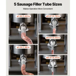VEVOR Manual Sausage Stuffer, 33 LBS / 15 L Vertical Meat Stuffer, Heavy Duty Sausage Casing Meat Stuffing Machine, Dual-Speed Stainless Steel Filler with 5 Filling Tubes, for Commercial and Home Use