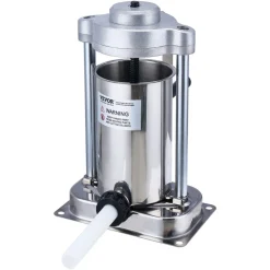VEVOR Manual Sausage Stuffer, 2 L / 5 LBS Vertical Sausage Machine with G-type Clamp, Food-Grade 304 Stainless Steel Barrel with 2 Stuffing Tubes, for Home Kitchen Restaurant Commercial