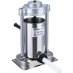 VEVOR Manual Sausage Stuffer, 2 L / 5 LBS Vertical Sausage Machine with G-type Clamp, Food-Grade 304 Stainless Steel Barrel with 2 Stuffing Tubes, for Home Kitchen Restaurant Commercial