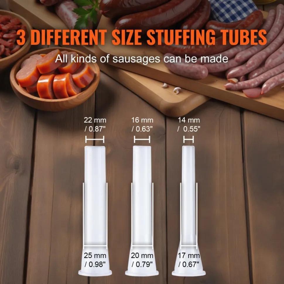 VEVOR Manual Sausage Stuffer, 2 L / 5 LBS Vertical Sausage Machine with G-type Clamp, Food-Grade 304 Stainless Steel Barrel with 2 Stuffing Tubes, for Home Kitchen Restaurant Commercial