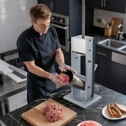 VEVOR Manual Sausage Stuffer, 11 LBS / 5 L Vertical Meat Stuffer, Heavy Duty Sausage Casing Meat Stuffing Machine, Dual-Speed Stainless Steel Filler with 5 Filling Tubes, for Commercial and Home Use